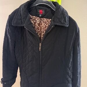 Gallery Black Jacket with Leopard Print Lining